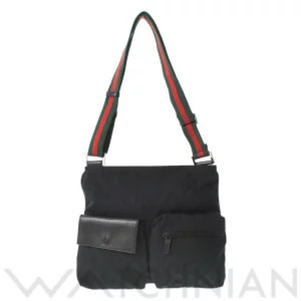 Gucci Sherry Shoulder Bag Black GG Canvas Leather